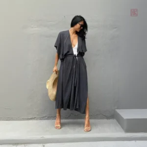 Kimono de plage gris foncé pour femme