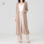 Kimono de plage kaki avec fentes élégantes