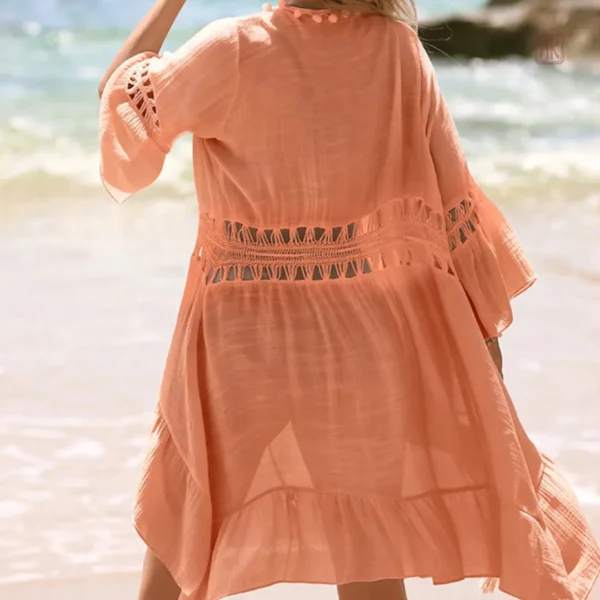 Vêtement d'été léger, style bohème, couleur orange