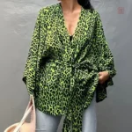 Kimono Léopard Vert pour femme, parfait pour la plage