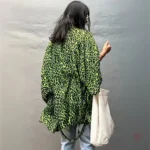 Kimono de plage léger avec imprimé léopard vert, tendance mode
