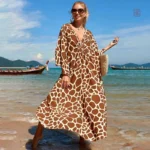 Kimono de plage marron élégant pour un look estival