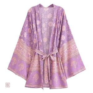 Robe kimono légère avec motif floral