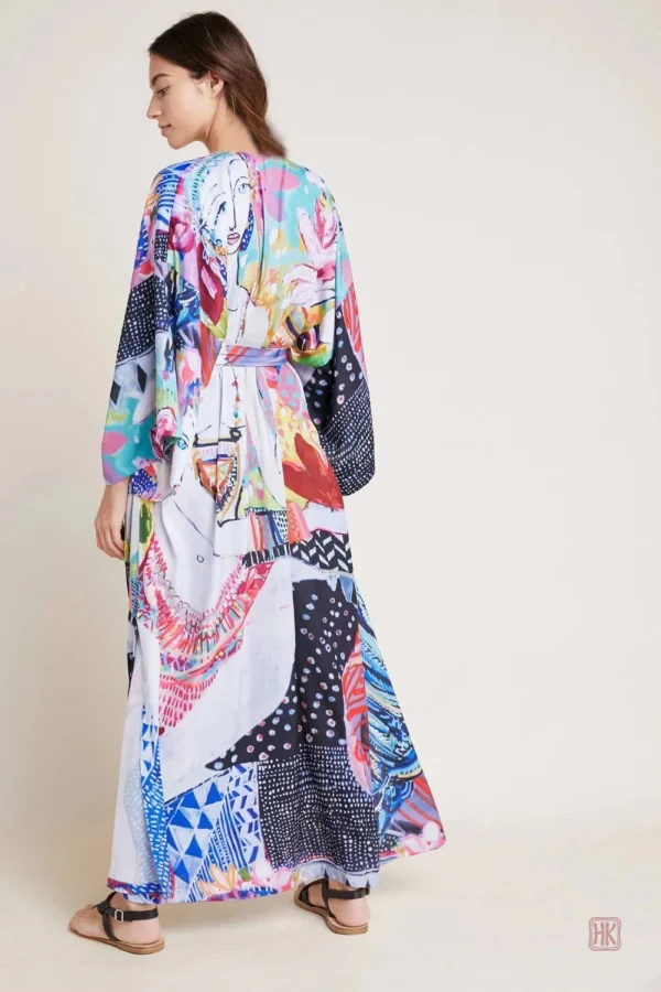 Maxi kimono féminin, idéal pour la plage et l'été