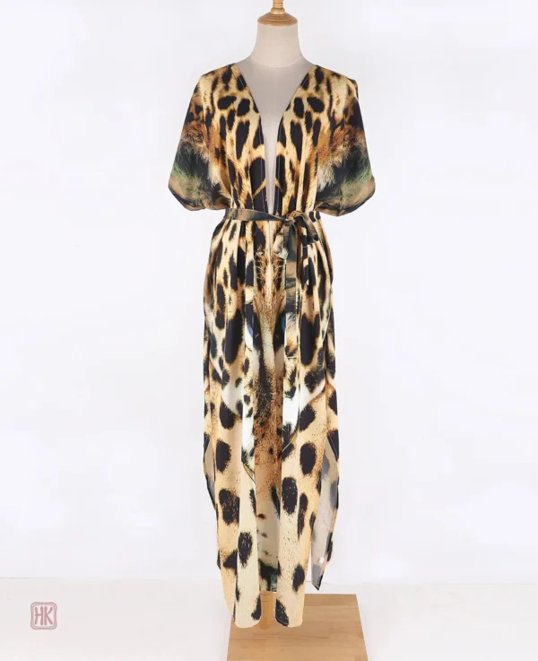 Vêtement de plage kimono motif tigre coloré