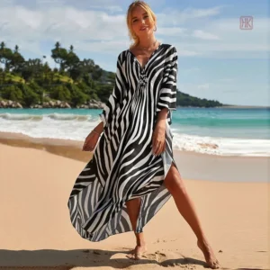 Kimono de plage motif zèbre