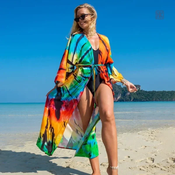 Kimono de plage multicolore pour femme