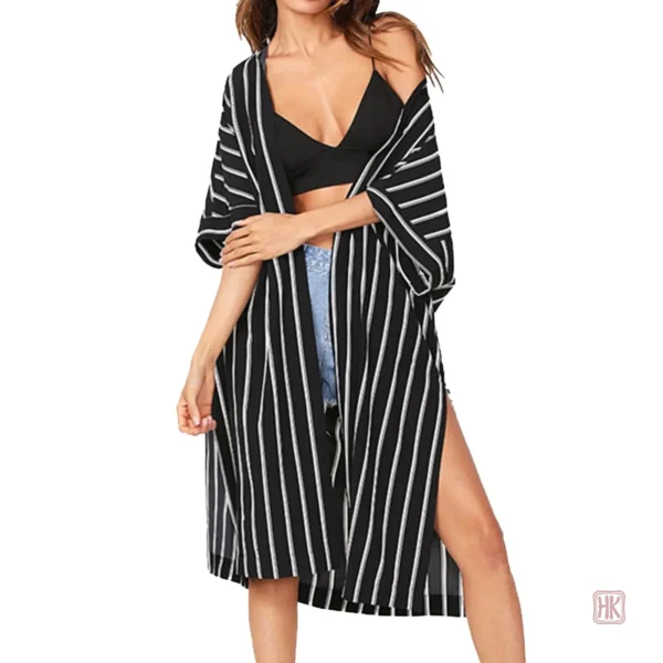 Kimono de plage chic et élégant en noir
