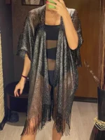 Kimono de Plage Noir Brillant