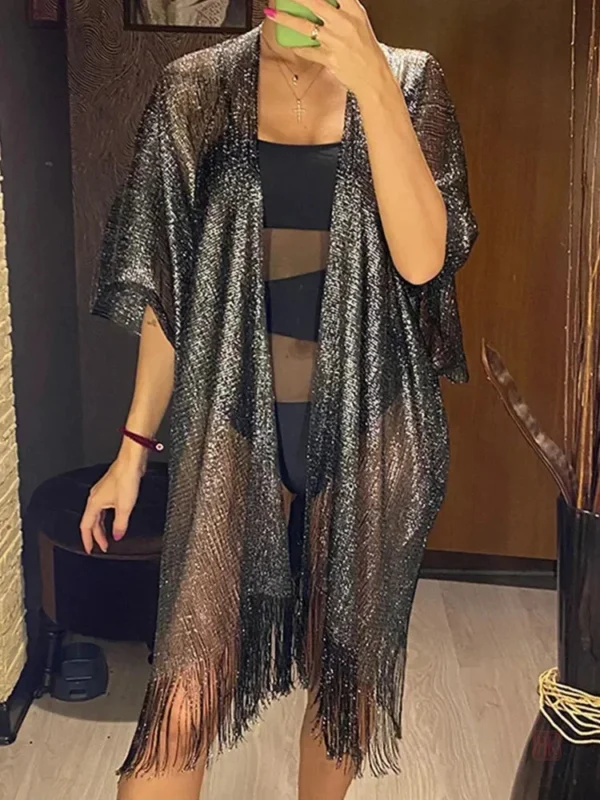 kimono-de-plage-noir-brillant-1 Kimono de Plage Noir Brillant