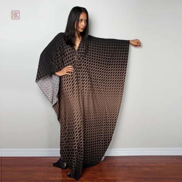 kimono-de-plage-noir-graphique-1 Kimono de plage noir avec motifs graphiques