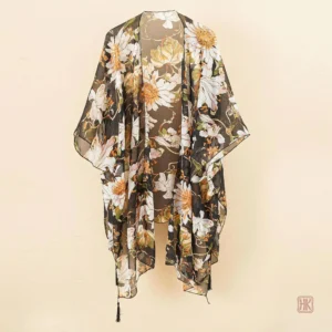 Kimono transparent à fleurs pour l'été