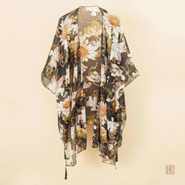 Kimono transparent à fleurs pour l'été