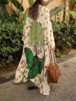 Kimono de Plage Oiseaux Vert