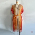 Kimono femme orange avec franges décoratives