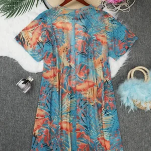 Vêtement d'été léger pour femme, kimono stylé à motifs colorés