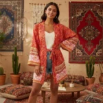Kimono de plage court rouge
