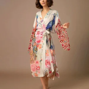 Kimono de plage vintage blanc