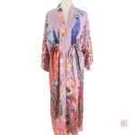 Robe kimono avec motif floral violet