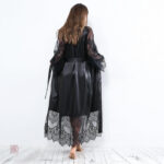 Peignoir noir élégant en dentelle pour femme