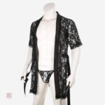 Peignoir homme en dentelle noir, style raffiné