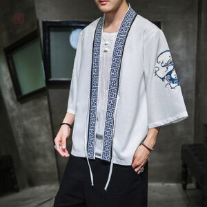 Veste kimono homme avec motif dragon pour l'été