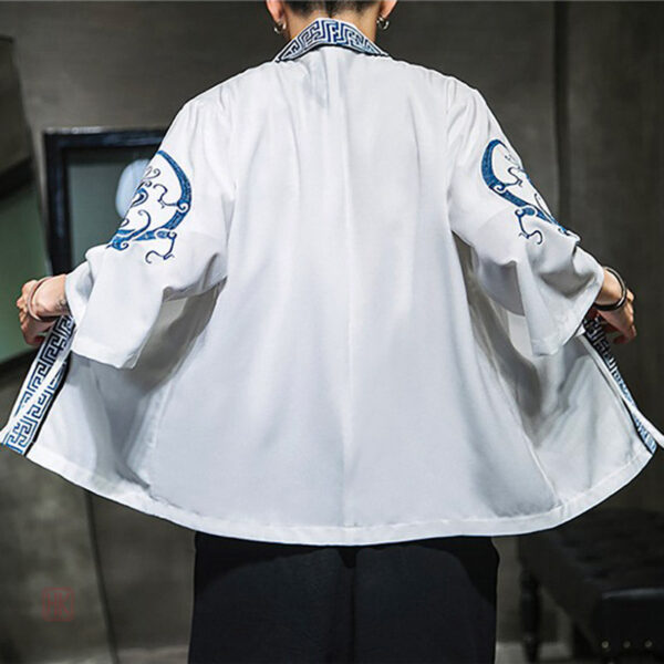 Veste kimono estivale, élégance masculine avec motif dragon