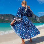Kimono femme en tissu doux couleur marine