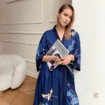 Peignoir Kimono Femme en teinte bleu nuit