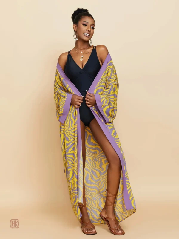 Kimono en pagne coloré pour femme