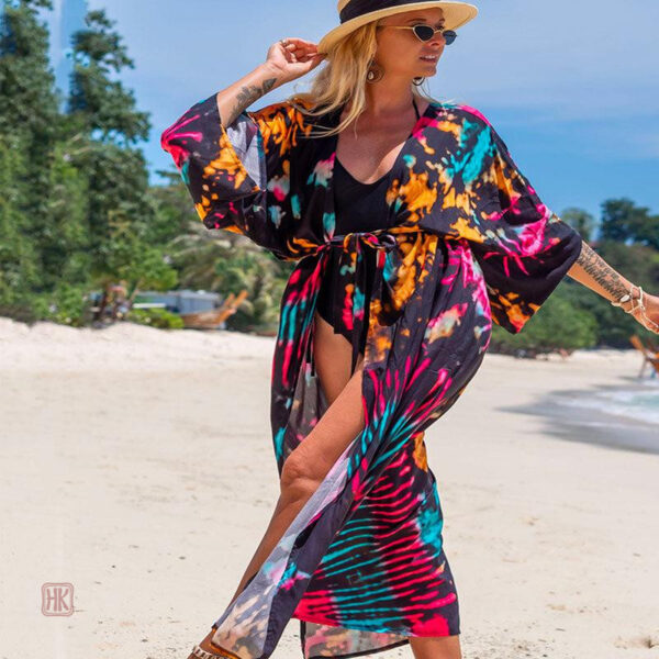 Kimono léger noir pour femme