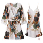 Peignoir femme, motif cerisier délicat