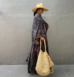 Kimono Femme Noir avec touches de Vert