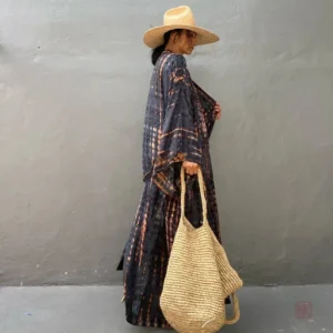 Kimono Femme Noir avec touches de Vert