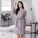 Vêtement de nuit en coton, style kimono pour femme