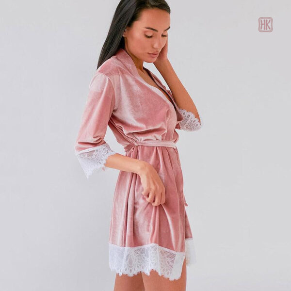 kimono-femme-rose-poudre-1 Kimono Femme Rose Poudré en tissu léger
