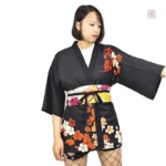 Kimono fleuri court pour femme