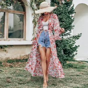 Kimono fleuri d'été stylé pour femme
