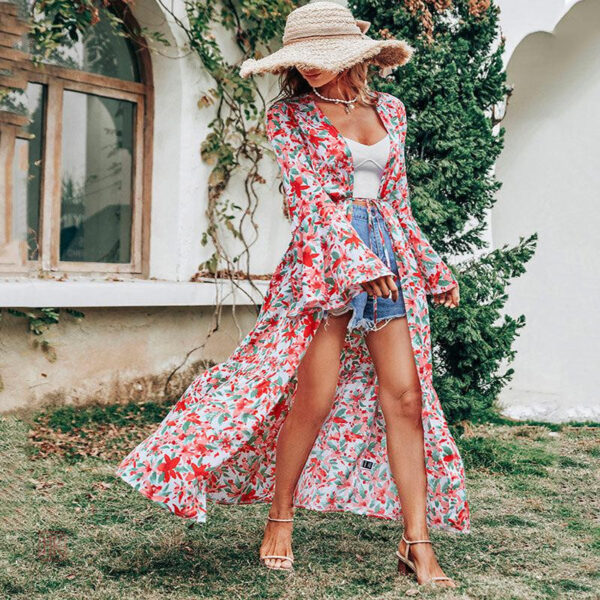 Kimono floral ample pour un style décontracté