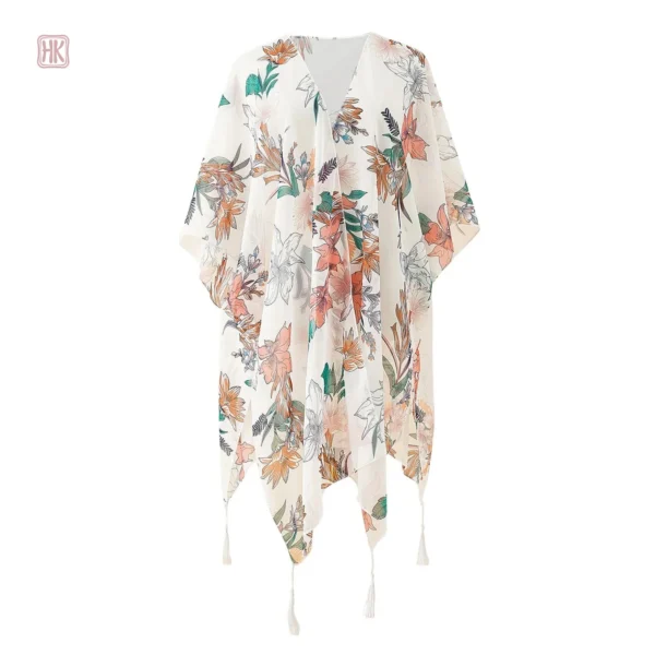 Veste kimono femme à motifs colorés