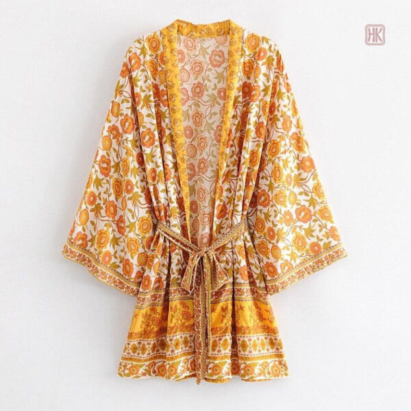 Robe kimono décontractée avec motifs floraux