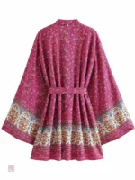Kimono tendance à fleurs, style mi-long et léger