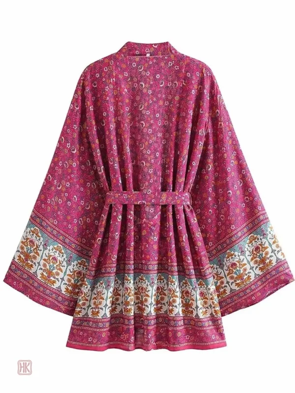 Kimono tendance à fleurs, style mi-long et léger