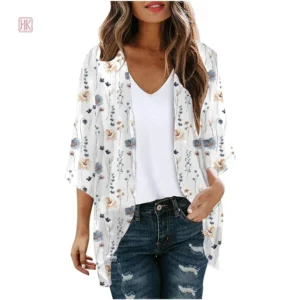 Kimono fleuri minimaliste pour femme