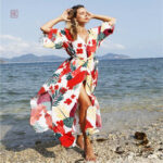 Kimono fleuri pour femme, idéal pour la plage