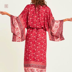 Robe Kimono avec motifs floraux vibrants
