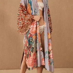 Kimono floral femme élégant en cardigan léger