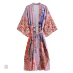 Cardigan floral pour femme, style kimono chic