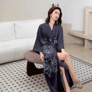 Kimono floral noir pour femme, style élégant et tendance
