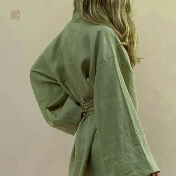 Peignoir kimono léger en coton vert
